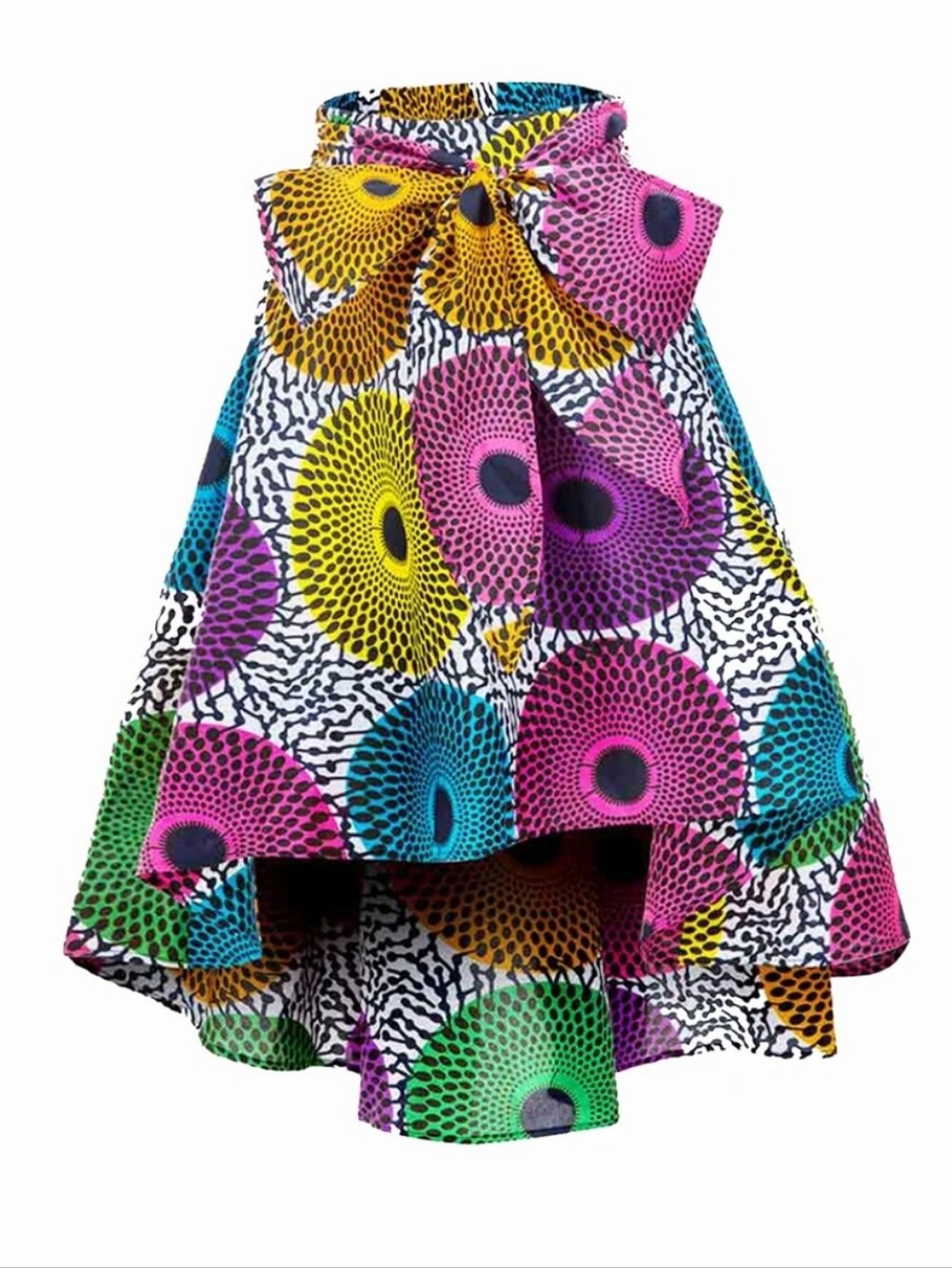 SHENBOLEN AFRICAN ANKARA SKIRT FLOWER PRINT SZ L